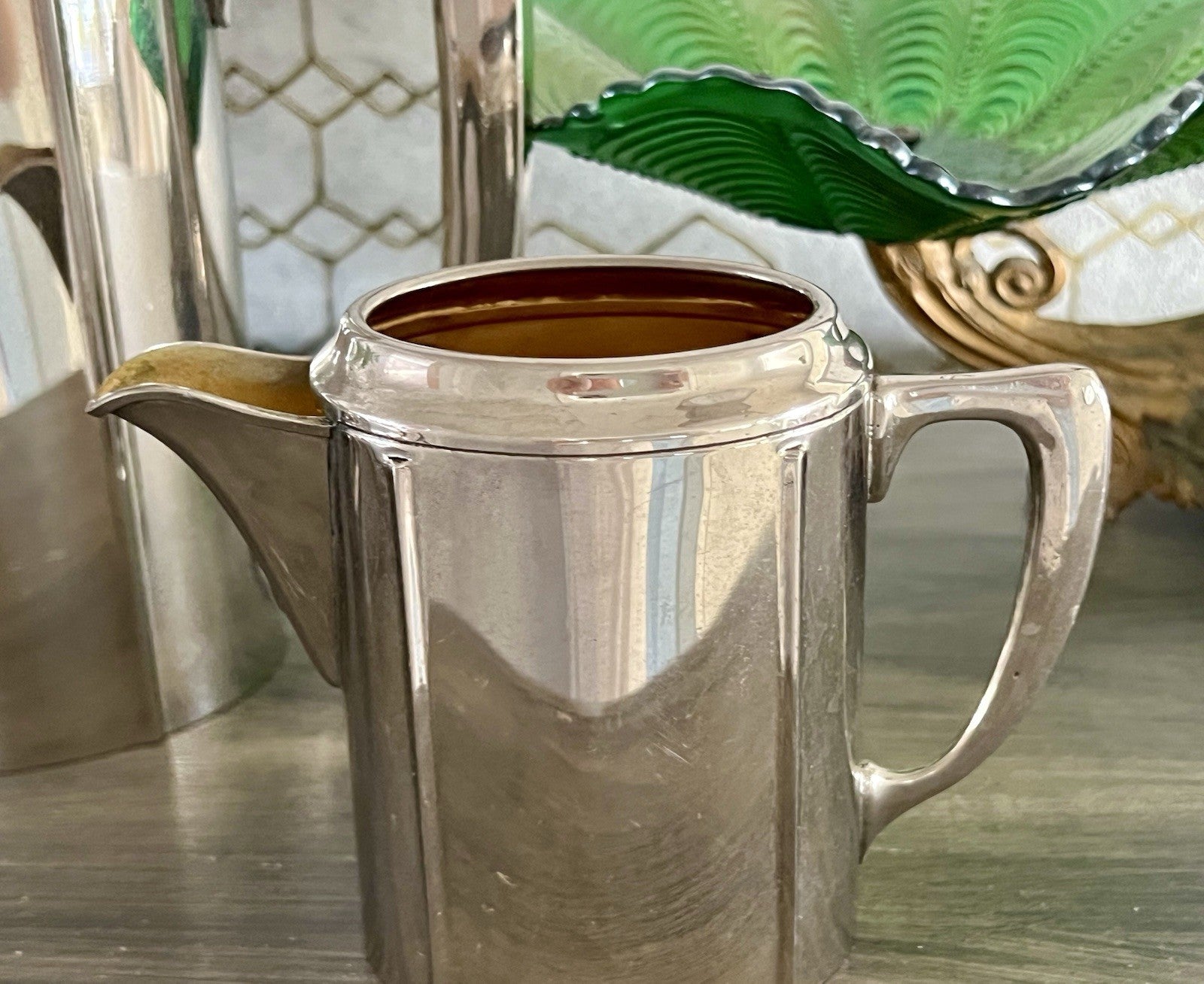 Antik Jugendstil Kaffee Kernstück Zuckerdose Rahmgießer Kanne vernickelt?