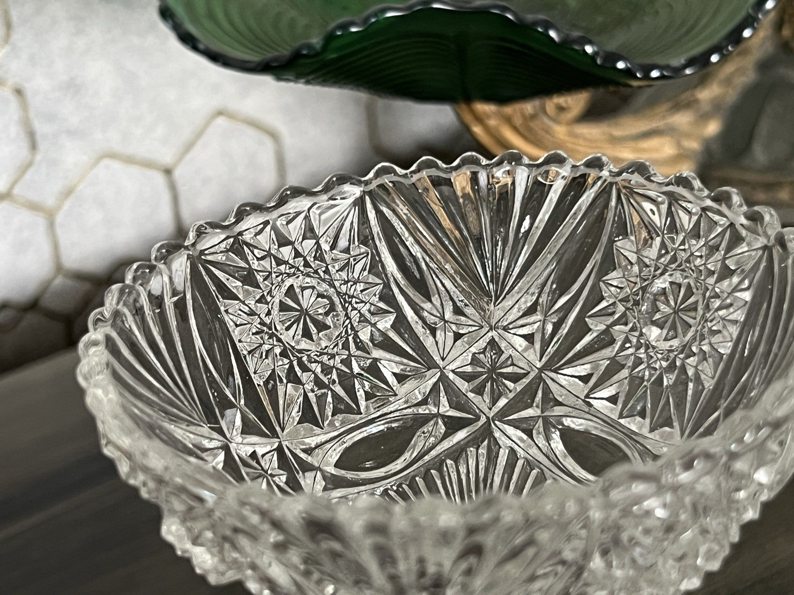Antik Jugendstil Pressglas Glas Fußschale Schale Zuckerschale Brockwitz
