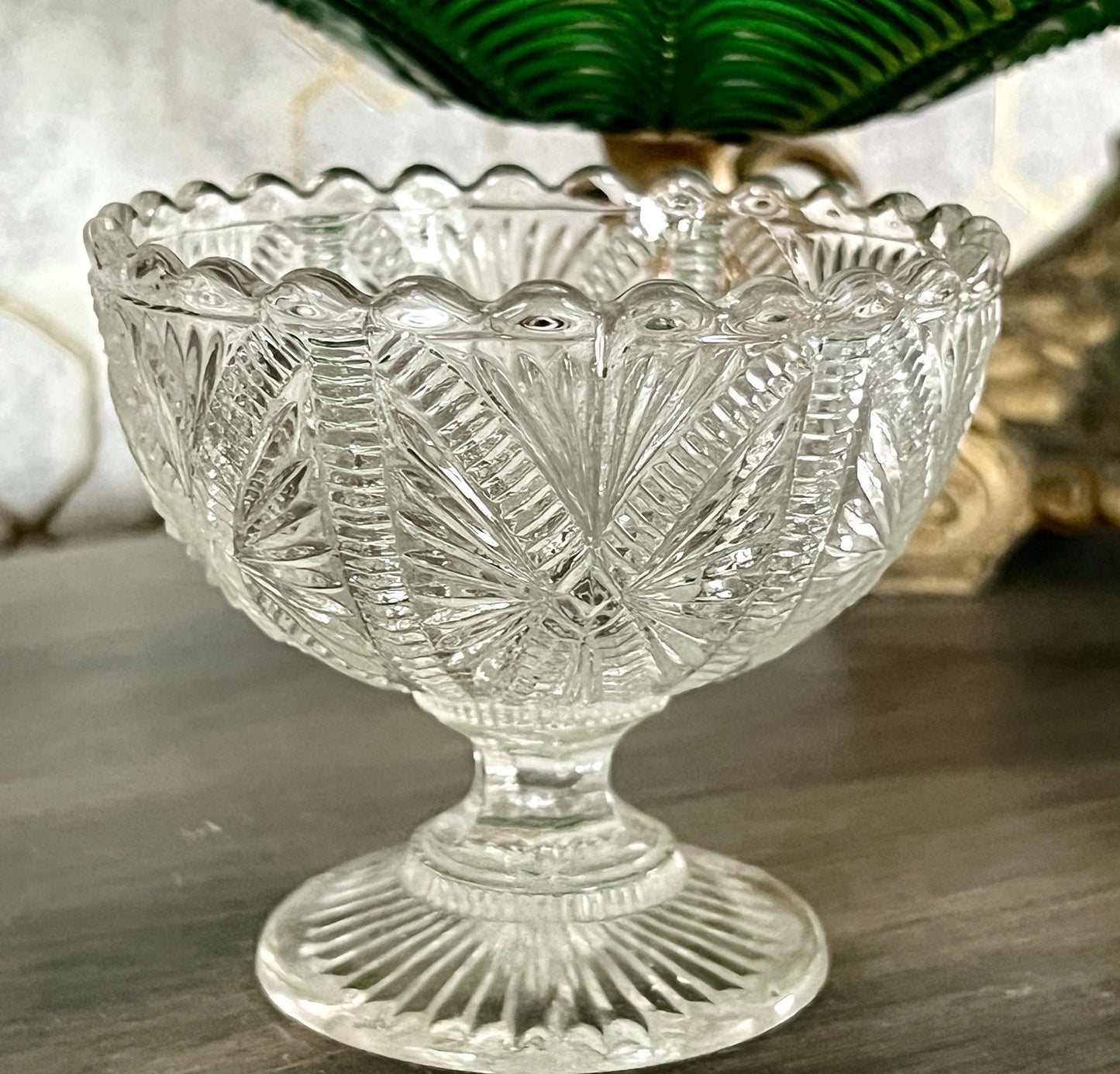 Antik Jugendstil  Pressglas Glas Fußschale Schale Zuckerschale Villeroy&Boch