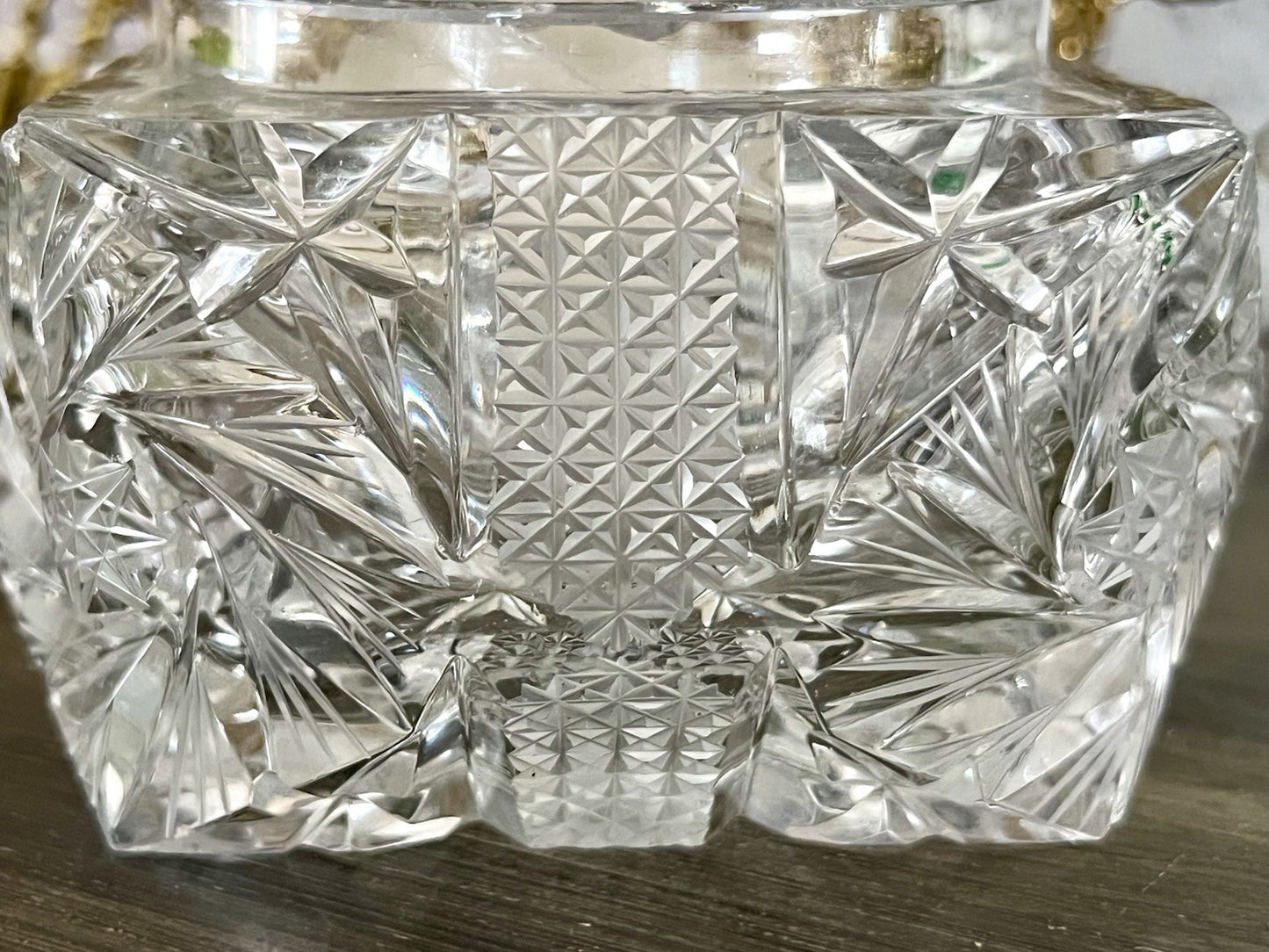 Antik Vintage Art Deco EDEL Glasdose Deckeldose Schatulle Kristallglas Schliff