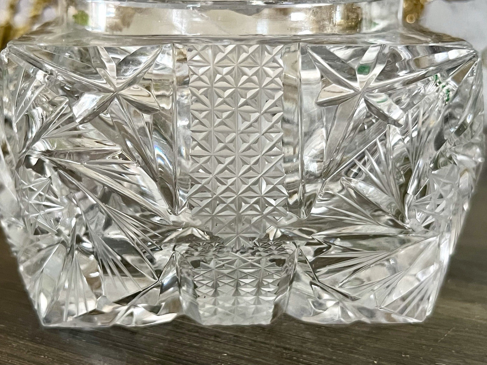 Antik Vintage Art Deco EDEL Glasdose Deckeldose Schatulle Kristallglas Schliff