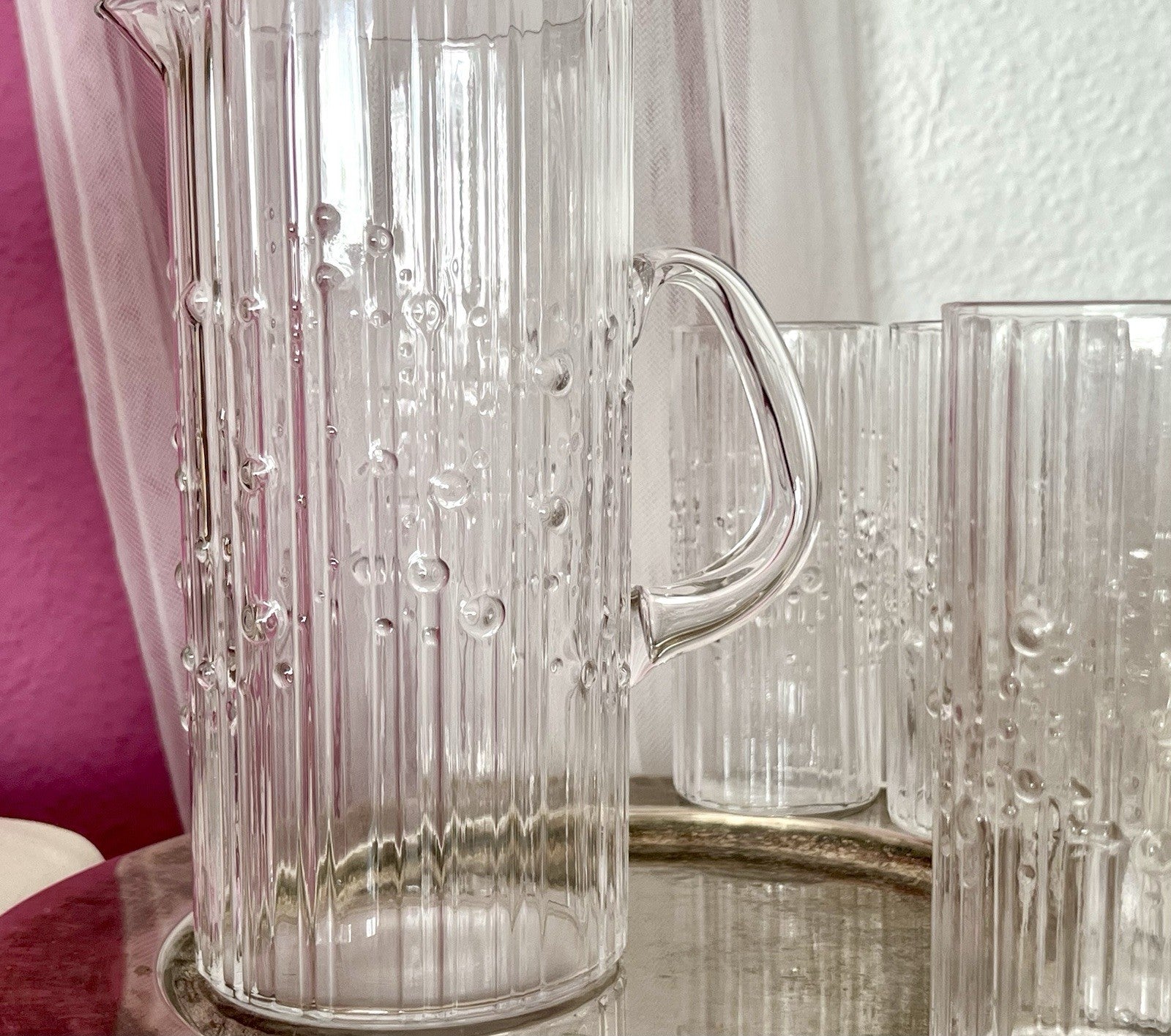 Vintage Tapio Wirkala Designer 60er Krug Kanne Karaffe 5 Gläser Becher Struktur