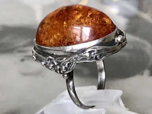 Vintage Baltic Bernstein DAMEN RING Silber Super Jugendstil Design Gr.59