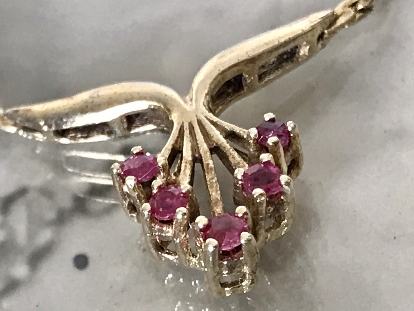 Antik Edel Jugendstil 925 Silber vergoldet Collier Halskette Rubine SCHÖN