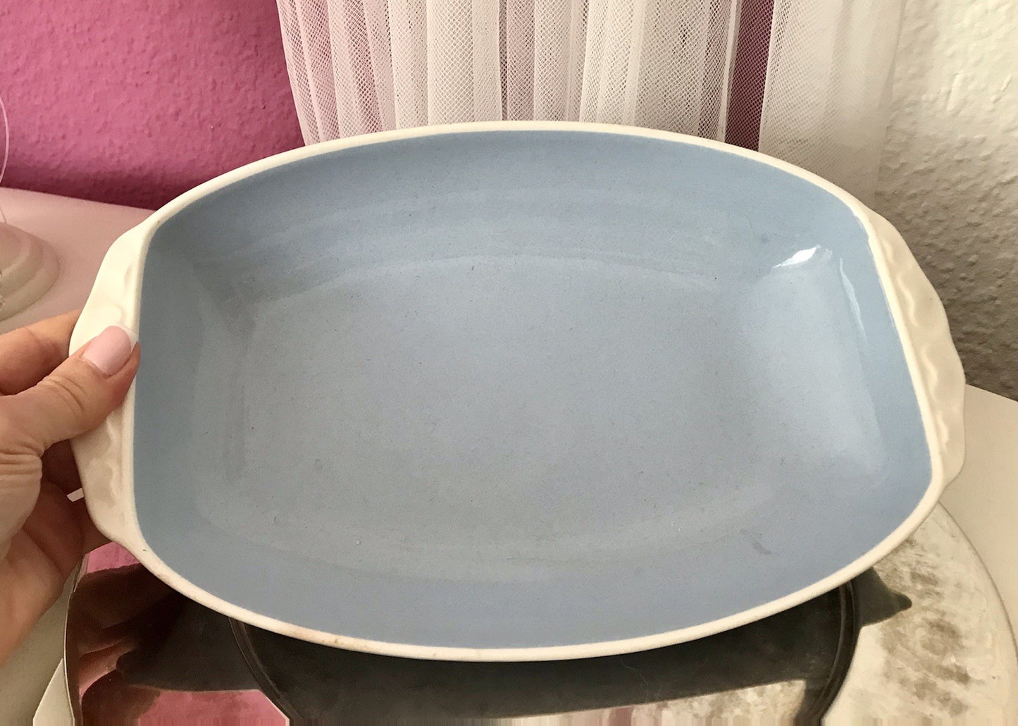 Villeroy&Boch Antik Art Déco Keramik Schale blau naturweiß Mettlach