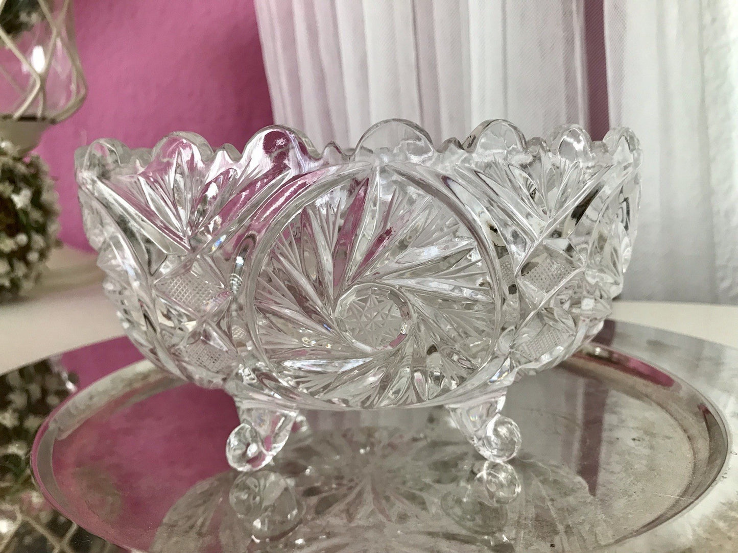 Alt Vintage Bleikristall Bonboniere Schale Glas edel Kristallglas PRL Polen