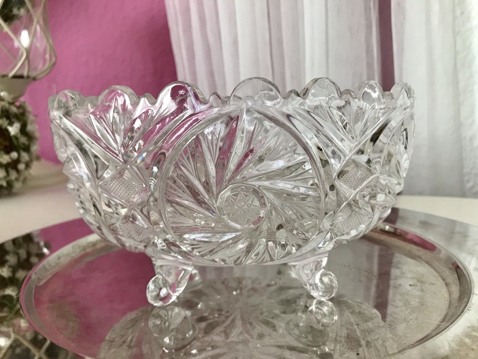 Alt Vintage Bleikristall Bonboniere Schale Glas edel Kristallglas PRL Polen