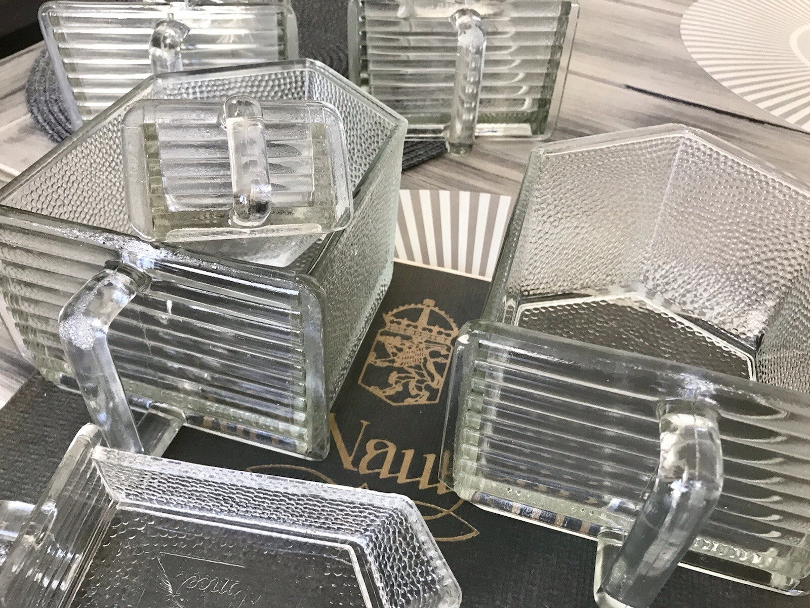 Antik 8 Art Déco Vintage Schütten Glas Pressglas Ponce Vorratsgefäße
