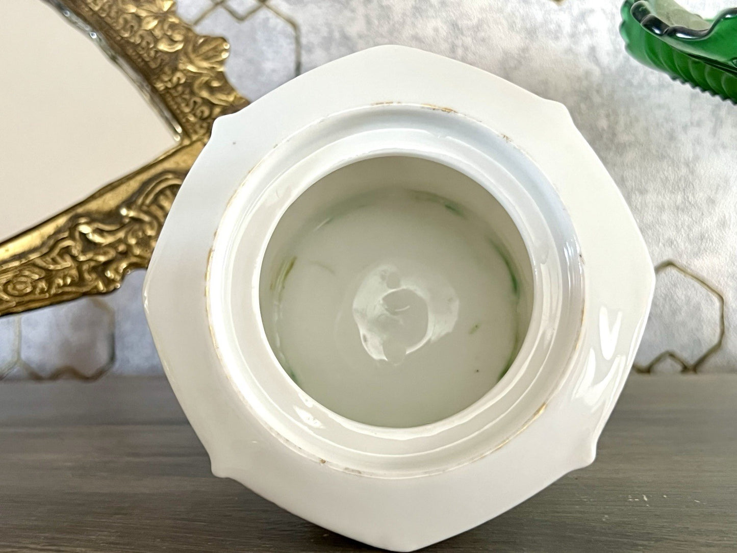 Antik Art Déco Porzellan Dose Deckeldose Schatulle Bonboniere Volkstedt Thüringe
