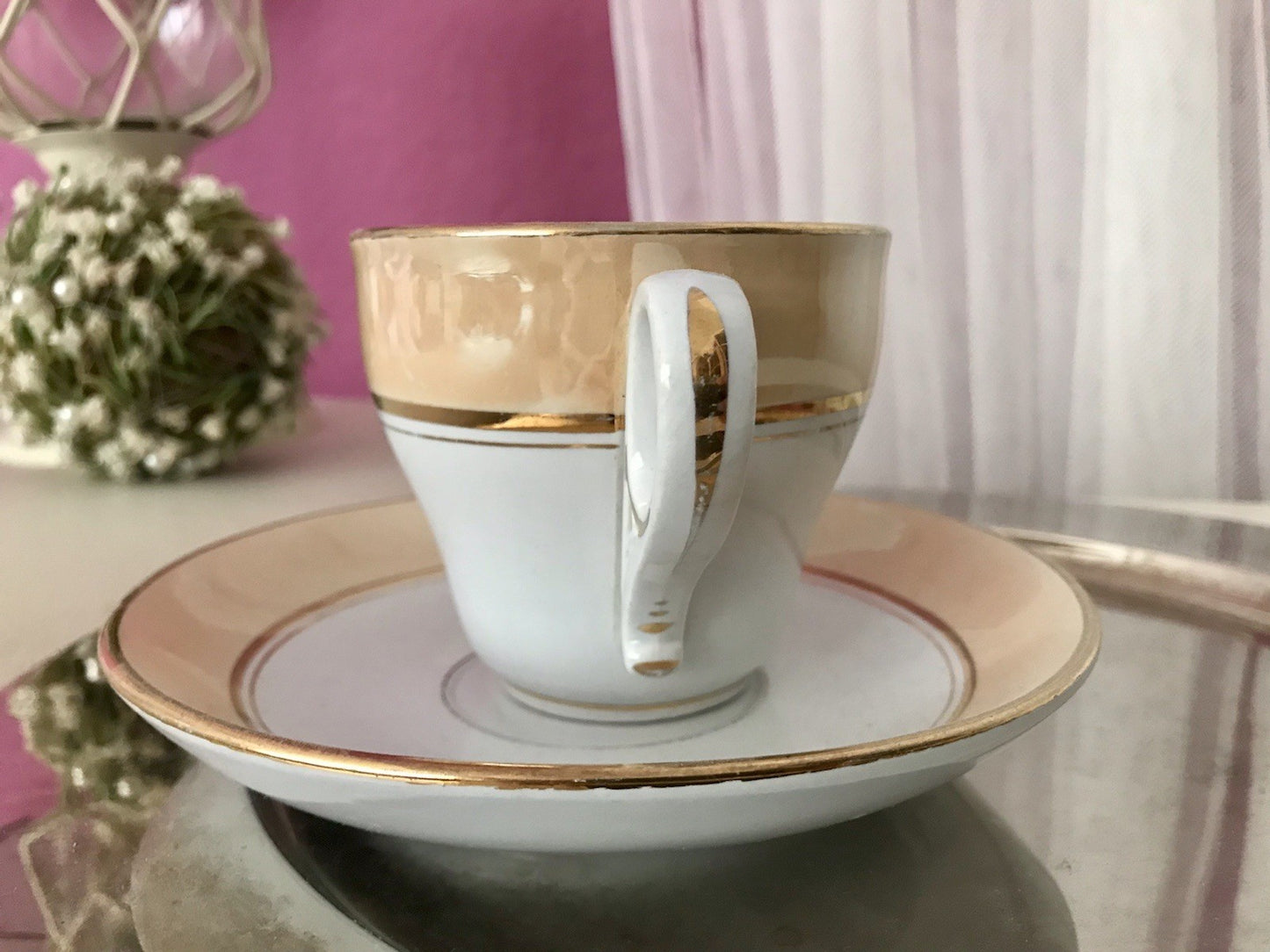 Antik Keramik ? Porzellan? Andenken Gedeck Sammeltasse Tasse „Ich gratulire“