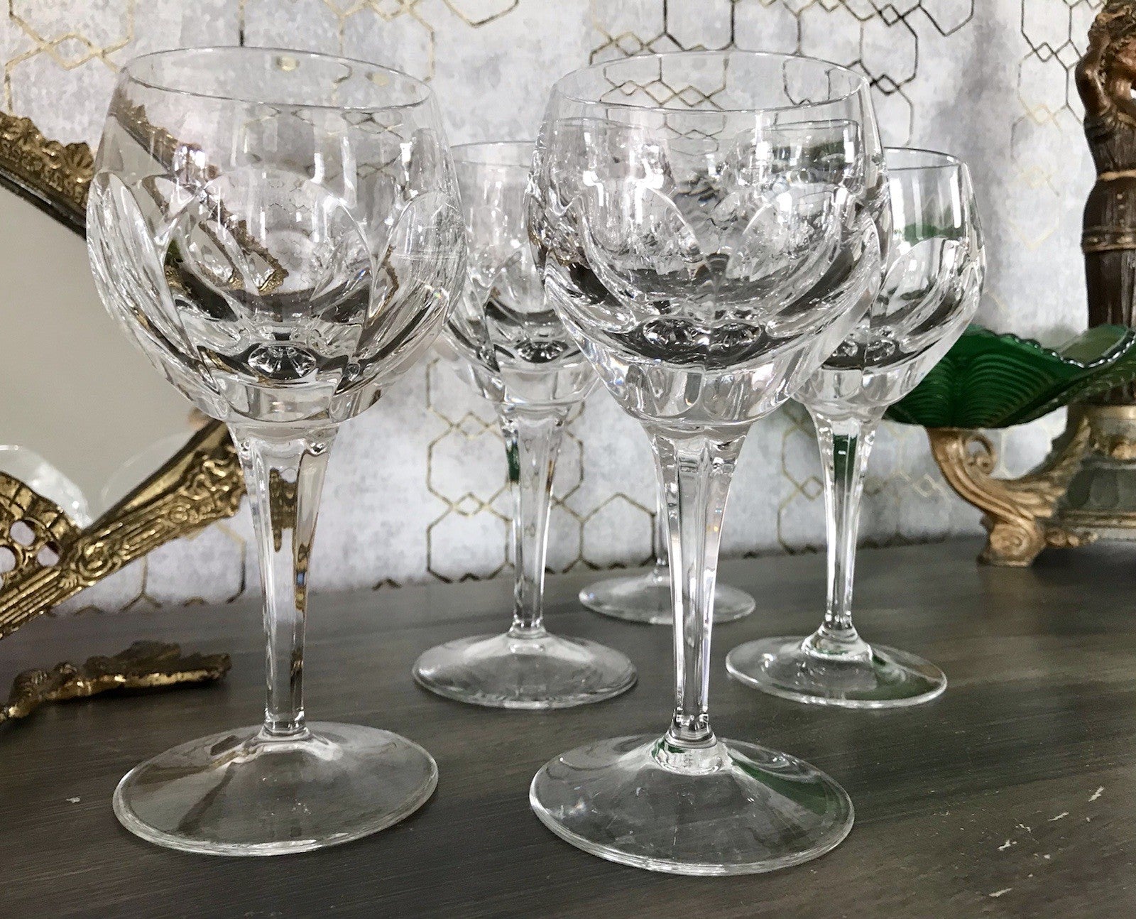 Vintage Edel 5x Weingläser Gläser Kristallglas Bleikristall