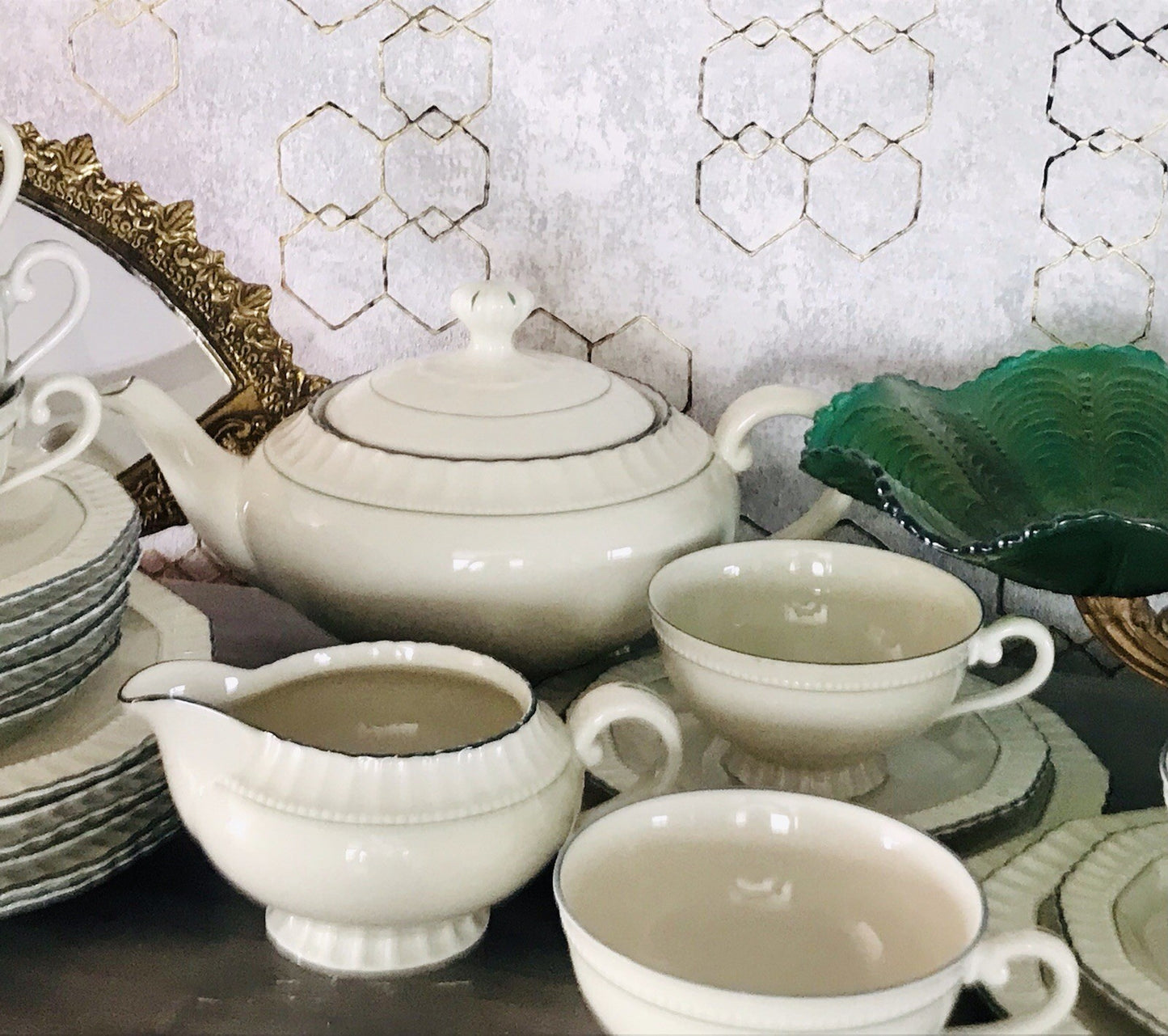 Antik Edel Art Déco Porzellan Kaffeeservice 8 Pers. SCHÖN Schlaggenwald Böhmen