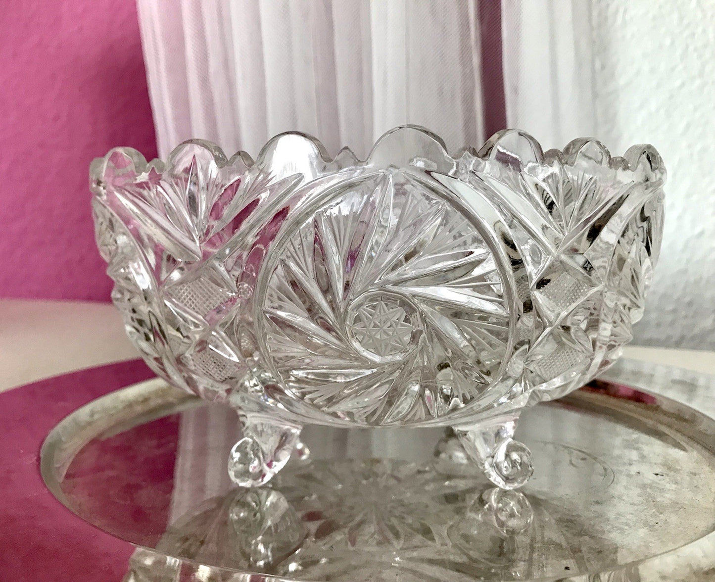 Alt Vintage Bleikristall Bonboniere Schale Glas edel Kristallglas PRL Polen