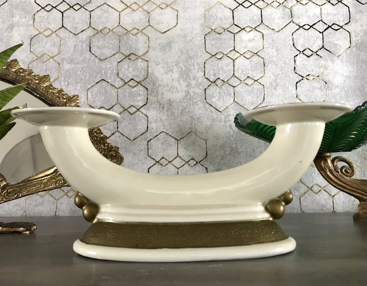 Antik Art Déco Porzellan Kerzenleuchter Neu-Tettau Edel Elfenbein