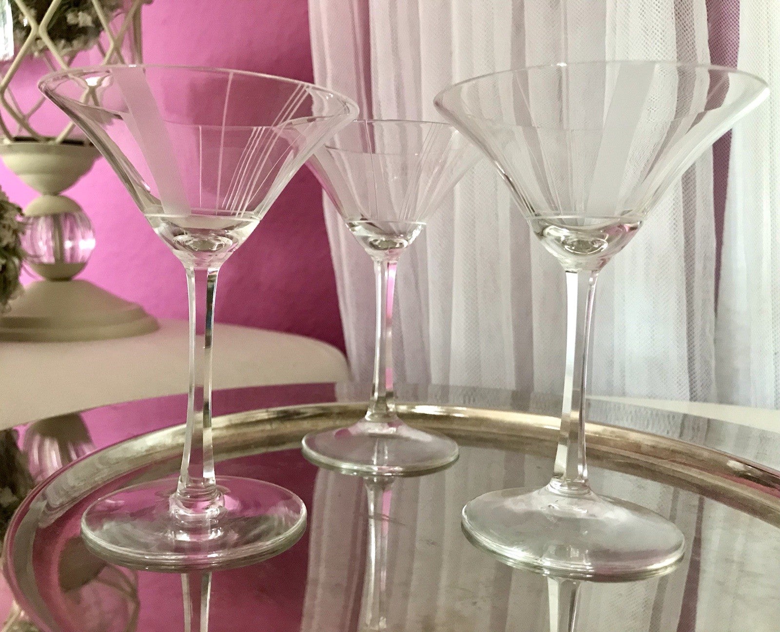 Antik Art Déco 3x Likörglas Gläser Zeus Otto Rakel 40er Weisswasser Silberstreif