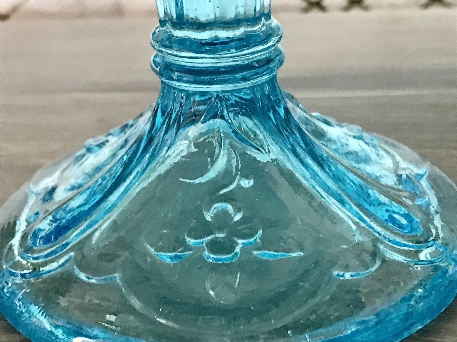 Antik Jugendstil Art Déco Pressglas Glas Fußschale Schale Zuckerschale Blau