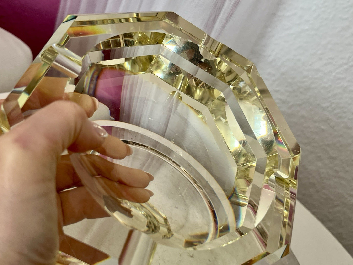 Antik? 3020g! Vintage Murano ? Aschenbecher Ascher Citrin gelb Kristallglas