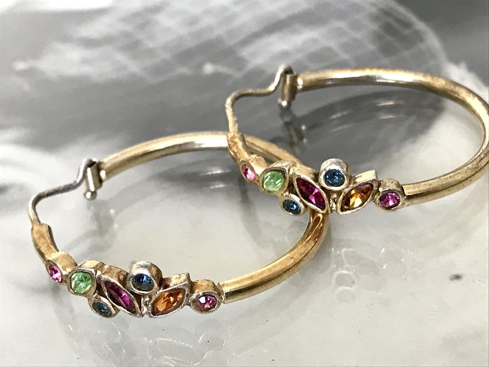 Creole Ohrringe Ohrstecker DAMEN Silber vergoldet gold Vintage Stil Edelsteine?