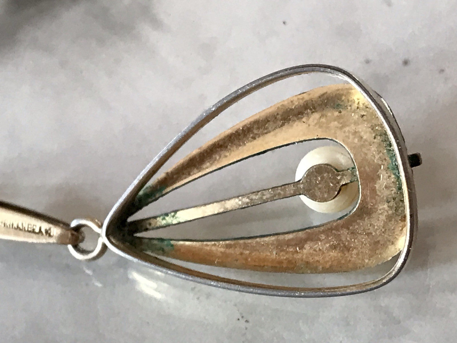 Vintage Designer Anhänger Perle Amerik. Doublè vergoldet