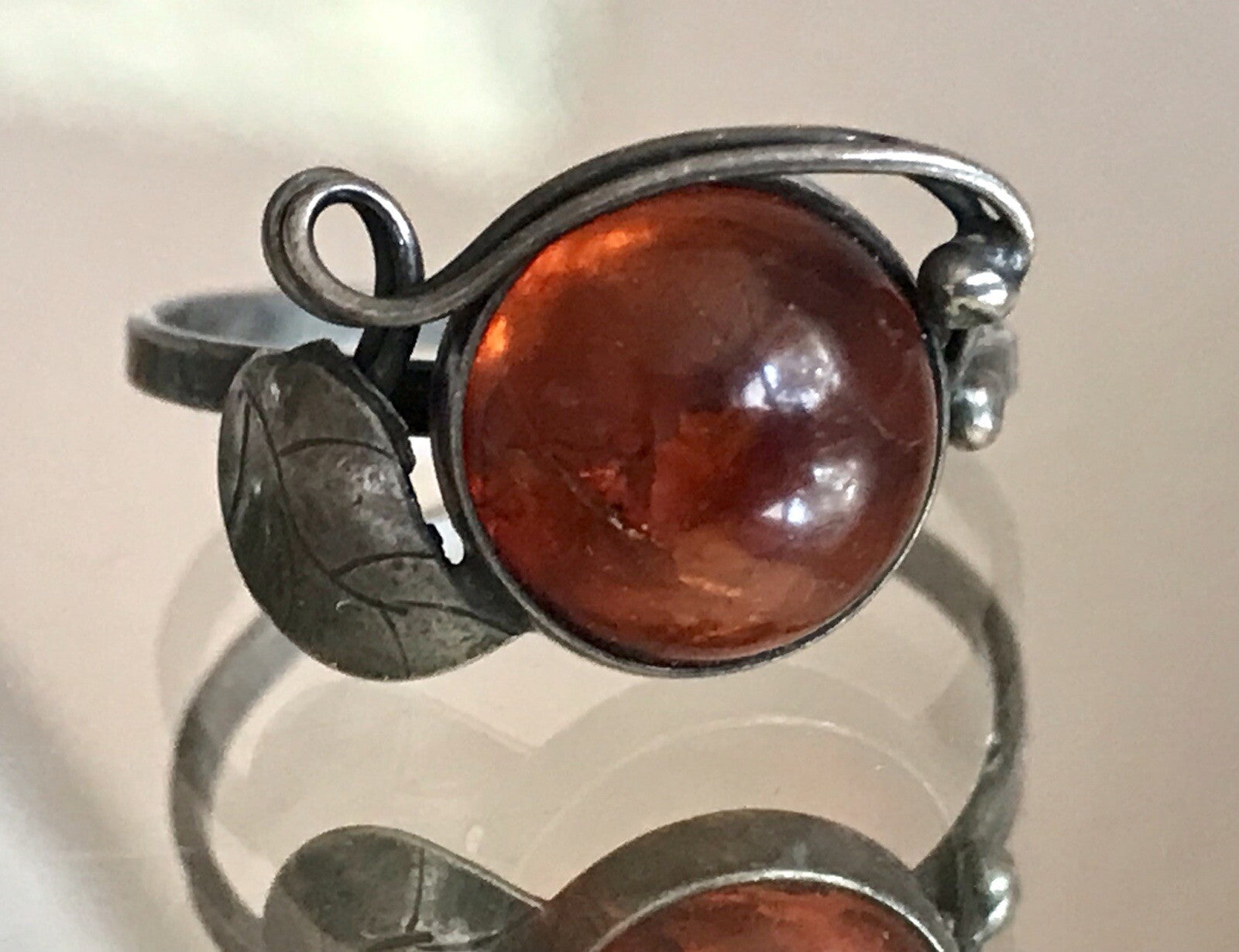 Alt Antik Edel Bernstein DAMEN RING Silber Super Design! Gr.59 18,8 mm Wow