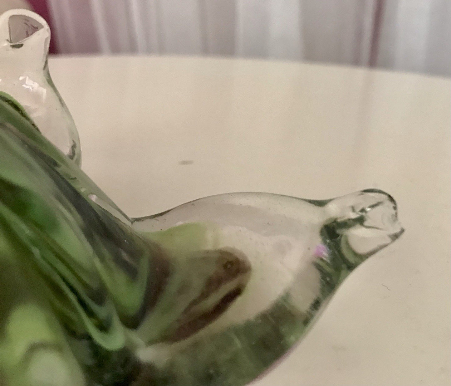 Vintage Murano ? 60er Jahre liegende Glasvase Vase Tischvase grün