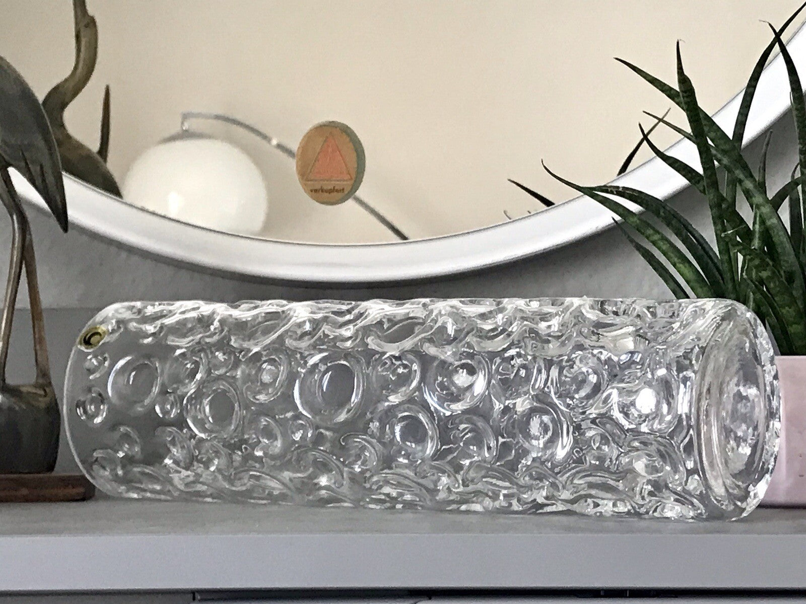 Vintage 60er 70er Design hohe Glasvase Glas Vase Bubble Op Art Hirschberg