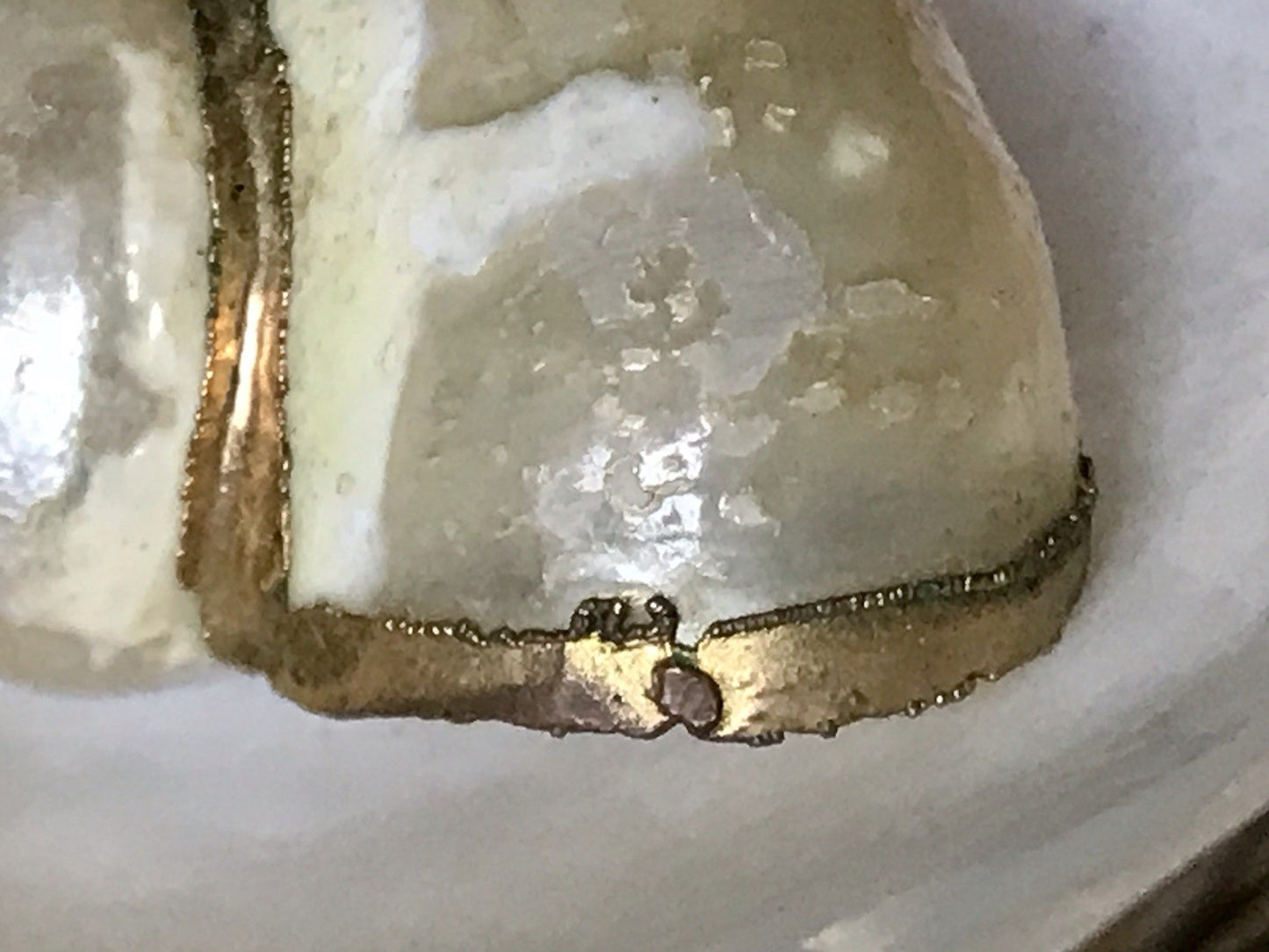 Antik? Alt Muschel Seemuschel goldfarbene Metallmontur Messing? Zierobjekt