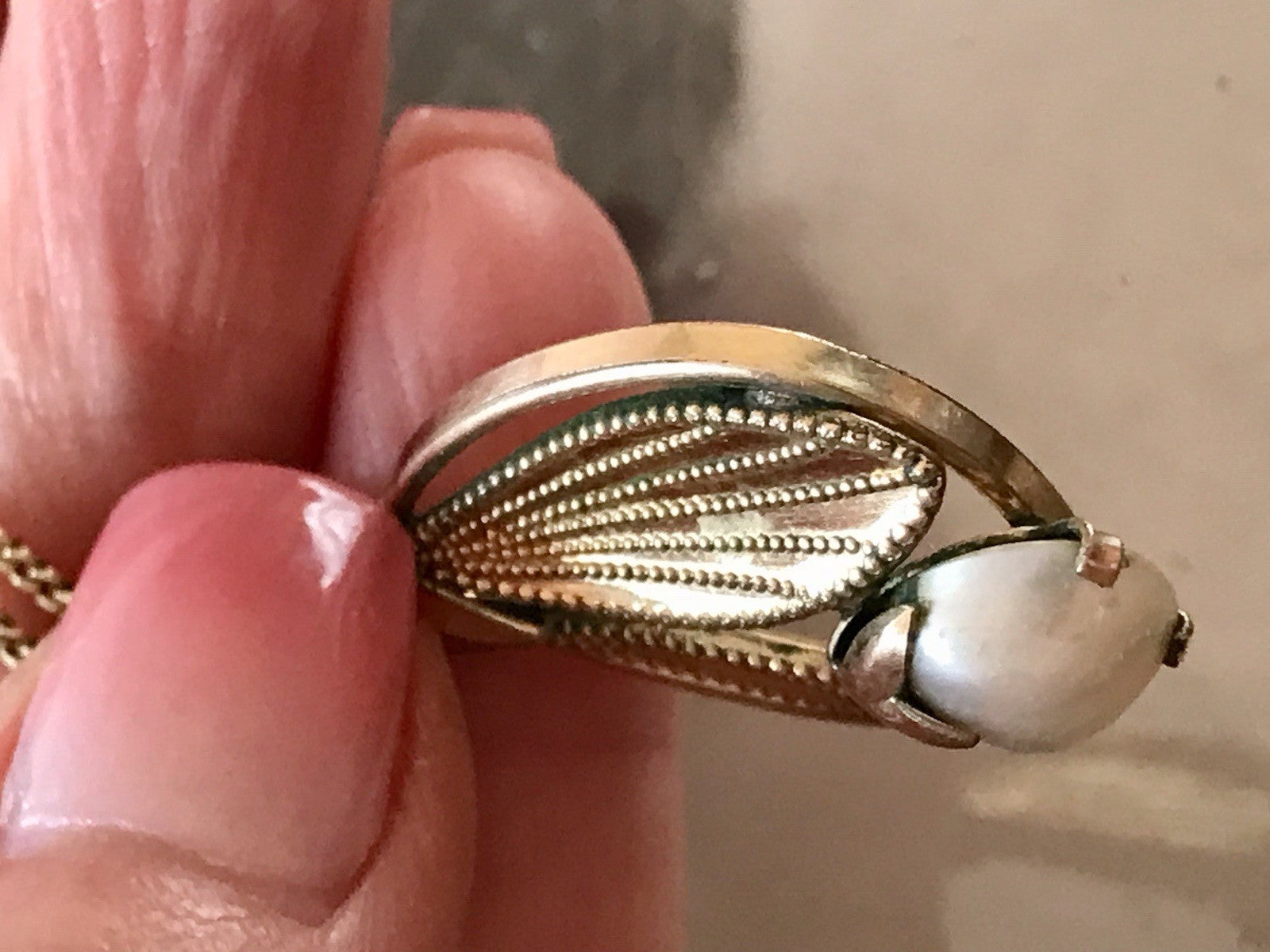 Vintage Designer Anhänger Perle Amerik. Doublè vergoldet