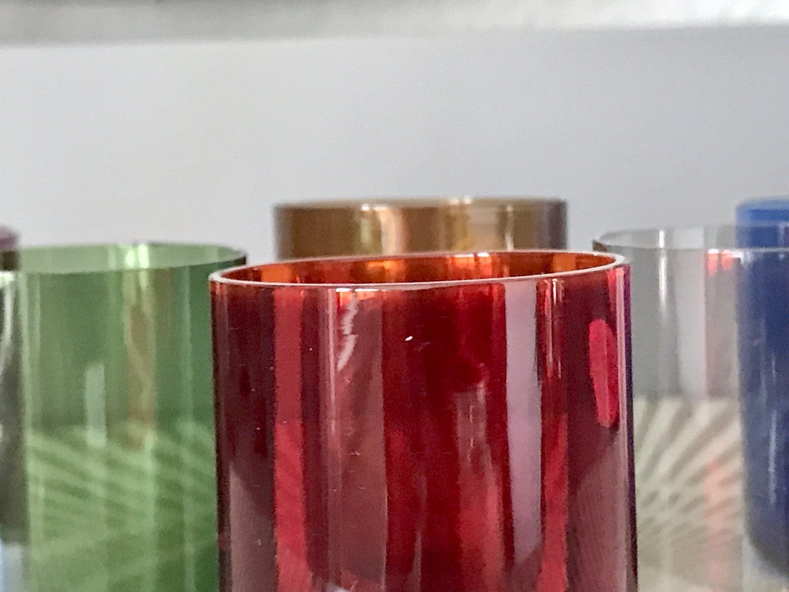 Vintage 60er Jahre 6 Schnapsgläser Gläser buntes Glas Rauchglas