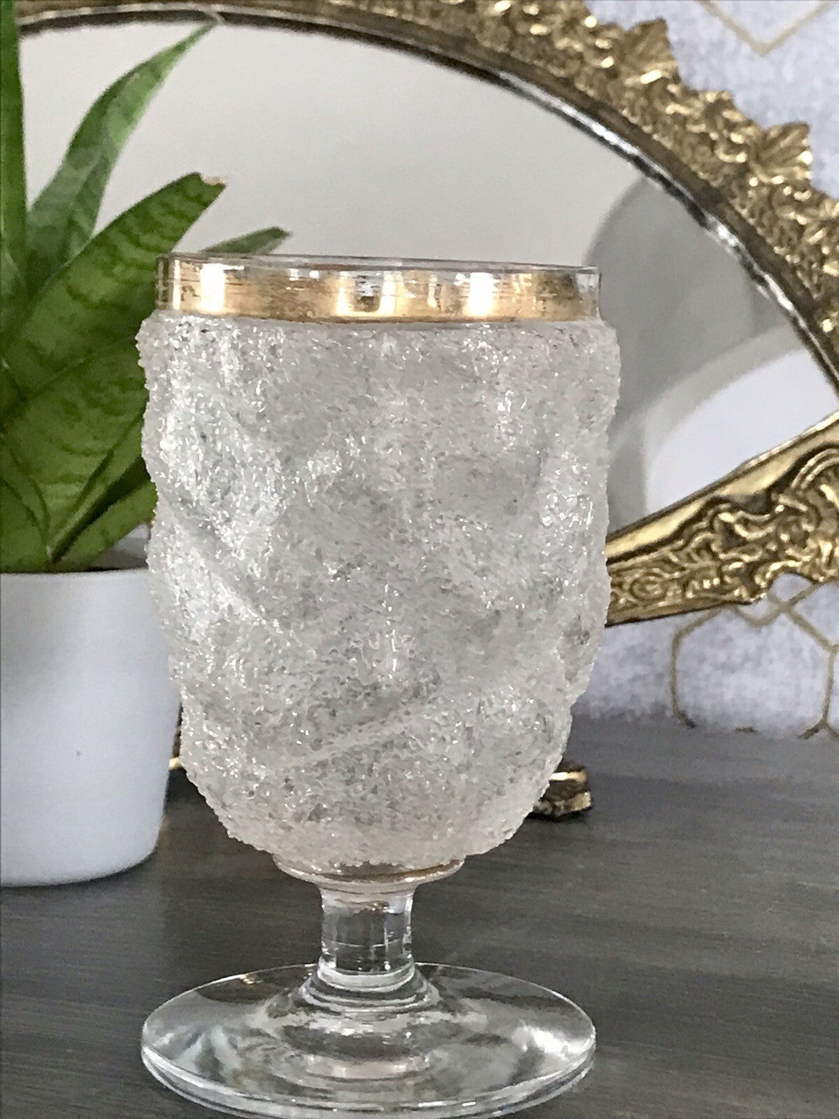 Antik 1 (von 10) Fußbecher Kelch Becher Weinglas Pokalglas Kristallglas? ~1870