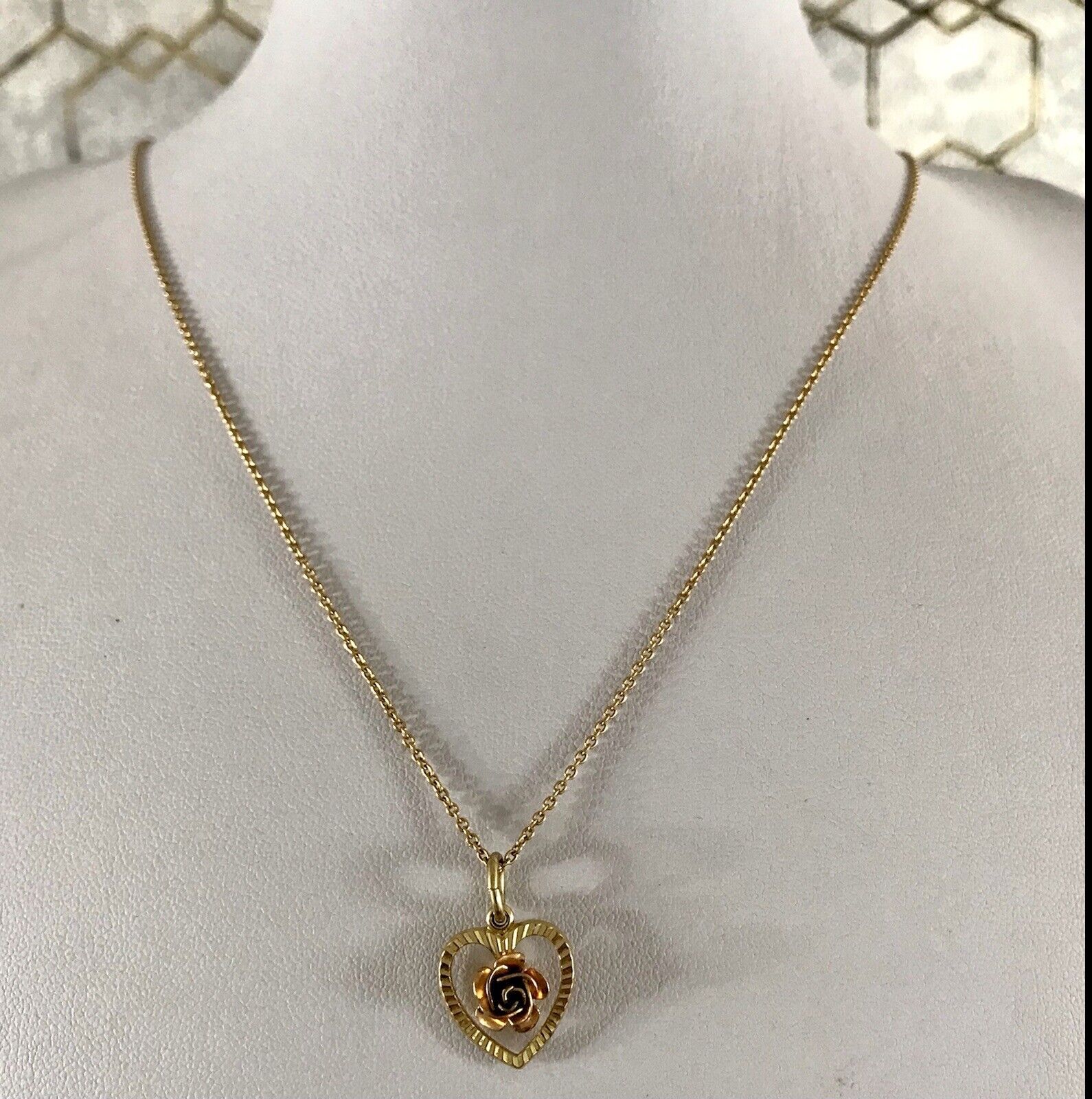 vergoldete 925 Silber Halskette mit vergoldetem Herz Rose Anhänger gold Farbe