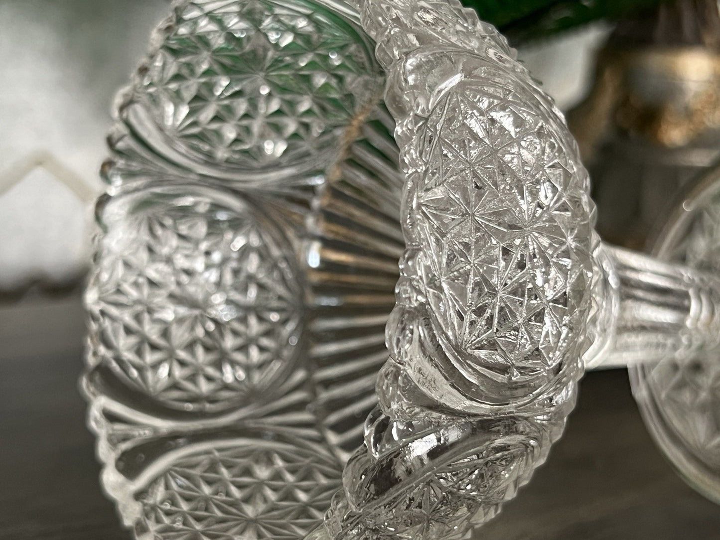 Antik Jugendstil Pressglas Glas Fußschale Schale Zuckerschale
