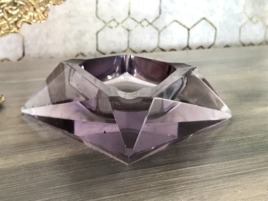 Antik Art Déco Aschenbecher Ascher lila Kristallglas Glas Burkert? Alexandrit