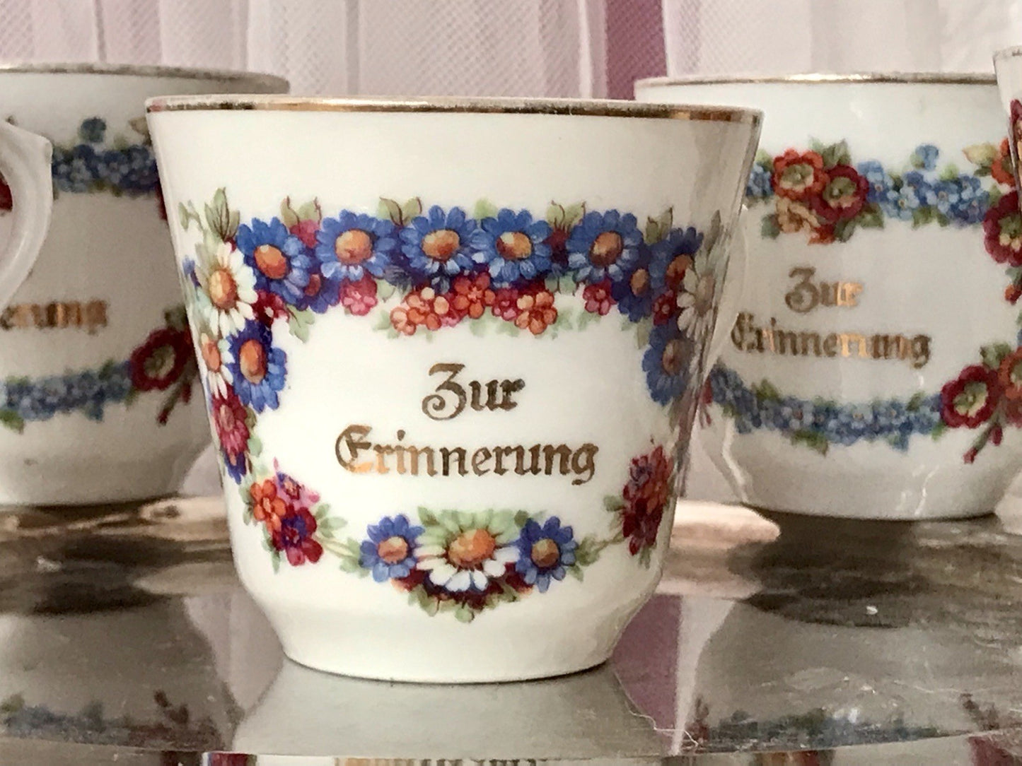 Antik Art Déco Porzellan 5x Kaffeetasse Tasse Reinecke Zur Erinnerung
