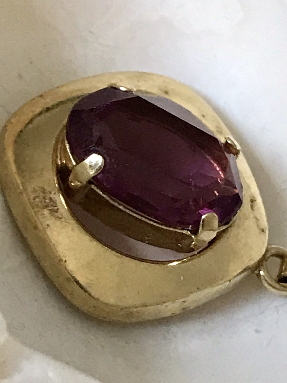 Vintage Designer Anhänger lila Stein Amethyst? Amerik. Doublè vergoldet