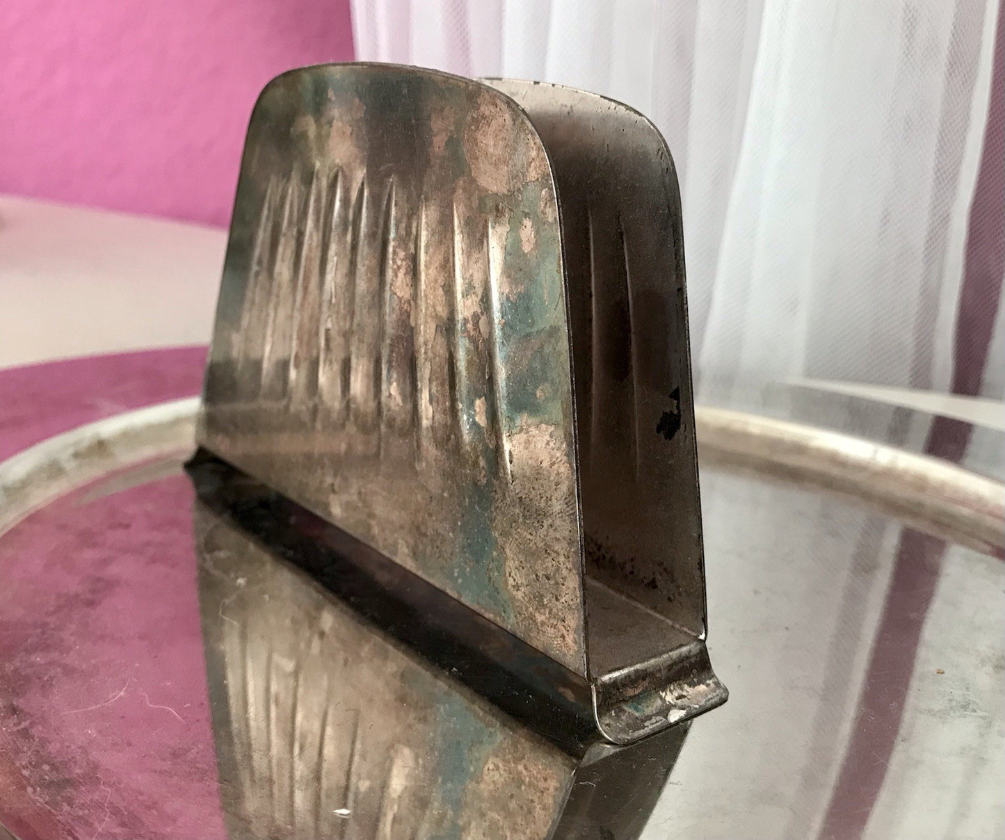 Vintage Mid Century String-Ära 60er Serviettenhalter versilbert