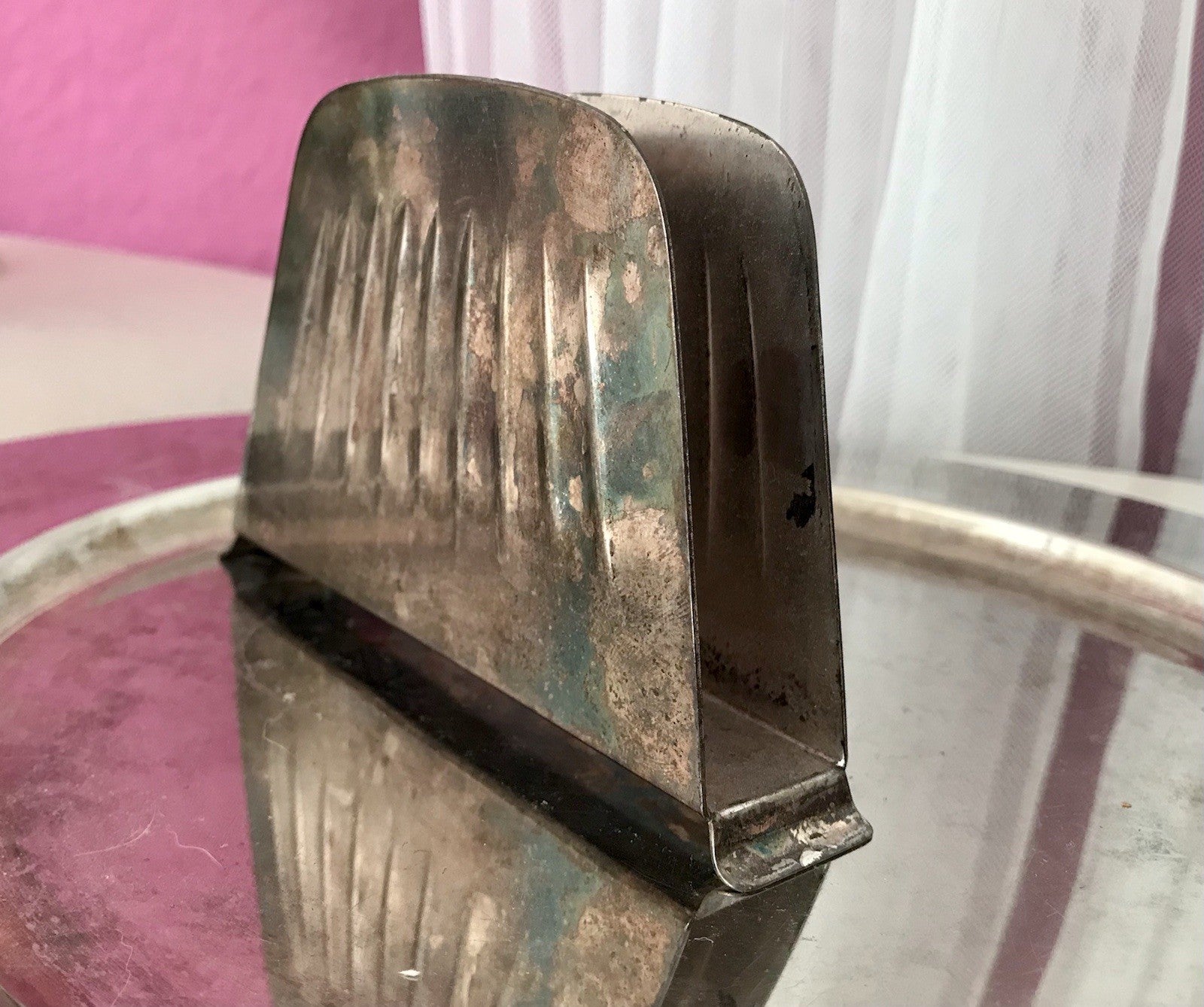 Vintage Mid Century String-Ära 60er Serviettenhalter versilbert