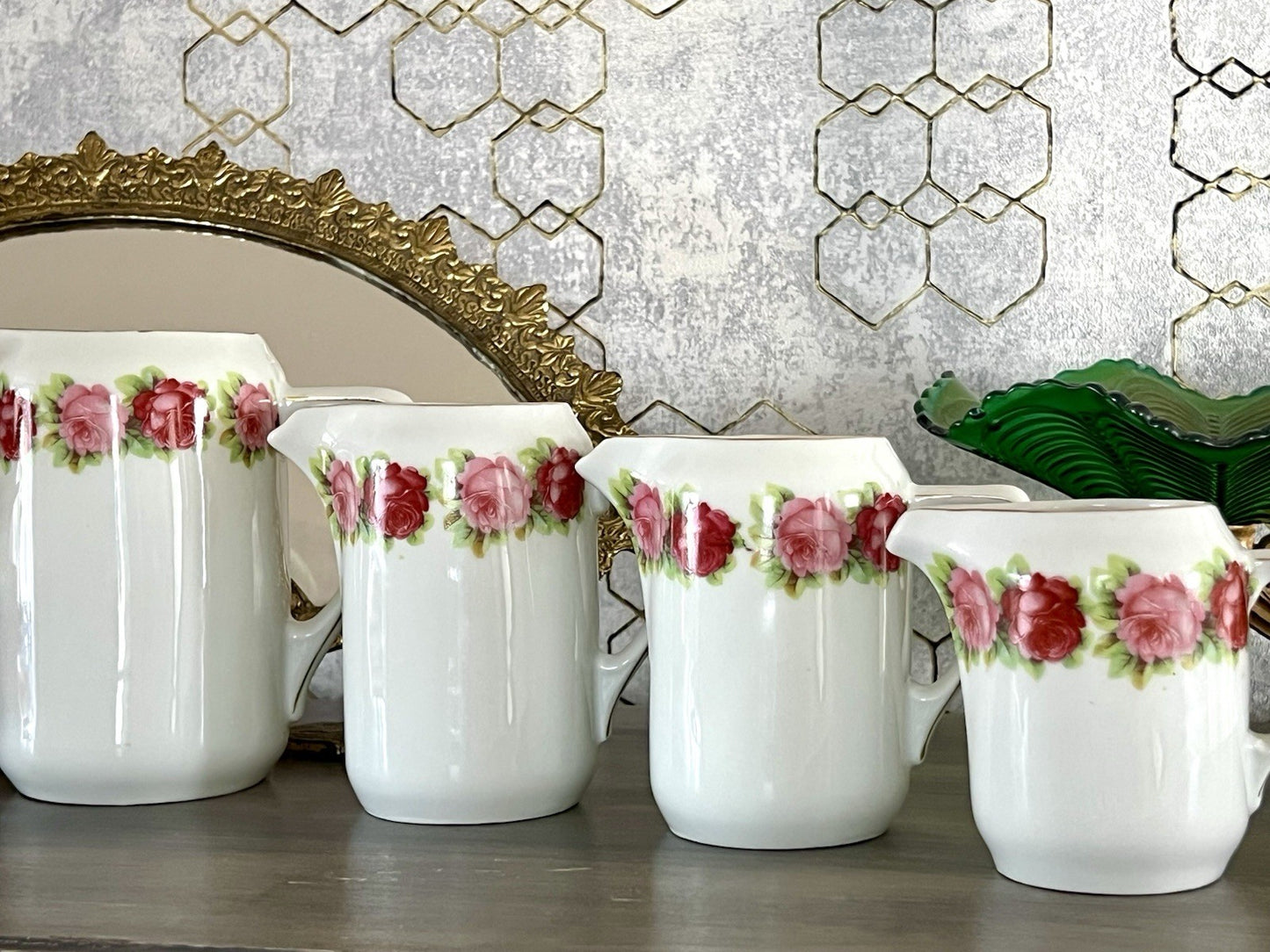 Antik 4x Jugendstil Art Dèco Porzellan Kanne Krug Rosen Hermann Unger Zwickau
