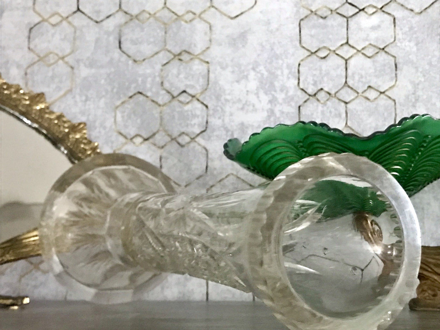 Antik Vase Glasvase Kristallglas geschliffen Jugendstil Art Déco