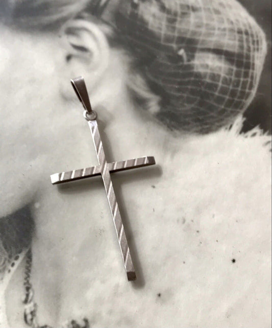 alt schöne Form 925 Silber Kreuz Anhänger Kettenanhänger
