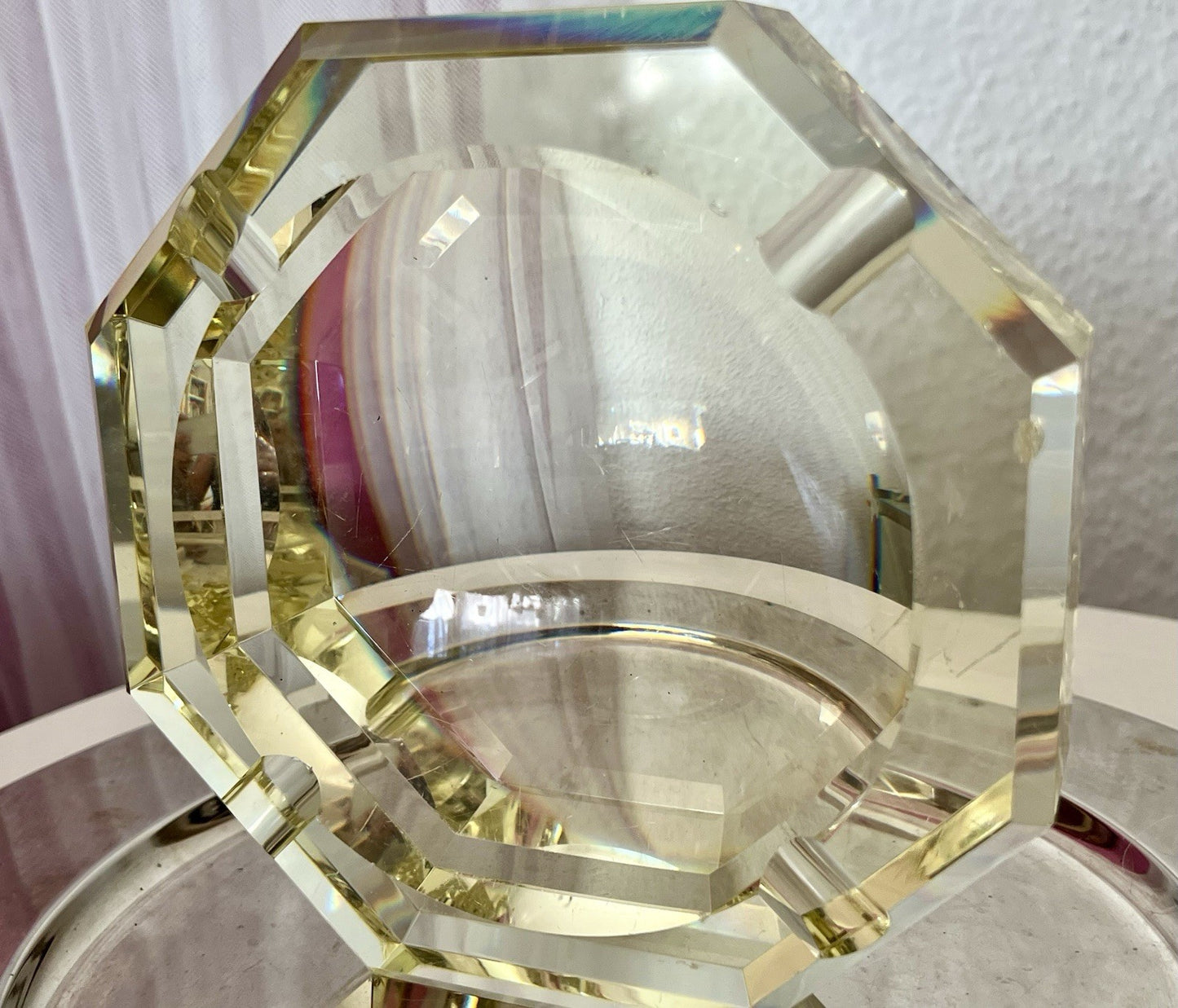Antik? 3020g! Vintage Murano ? Aschenbecher Ascher Citrin gelb Kristallglas