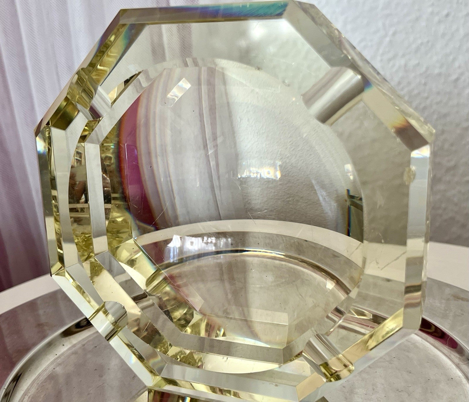 Antik? 3020g! Vintage Murano ? Aschenbecher Ascher Citrin gelb Kristallglas