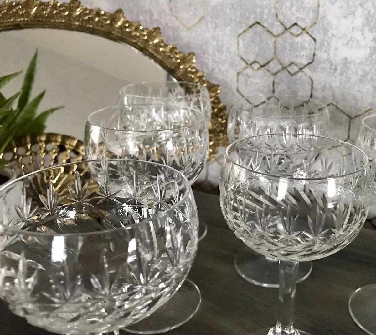 Antik Art Déco 5 Weingläser Gläser Schliff Kristallglas Edel Schön Treviris V&B