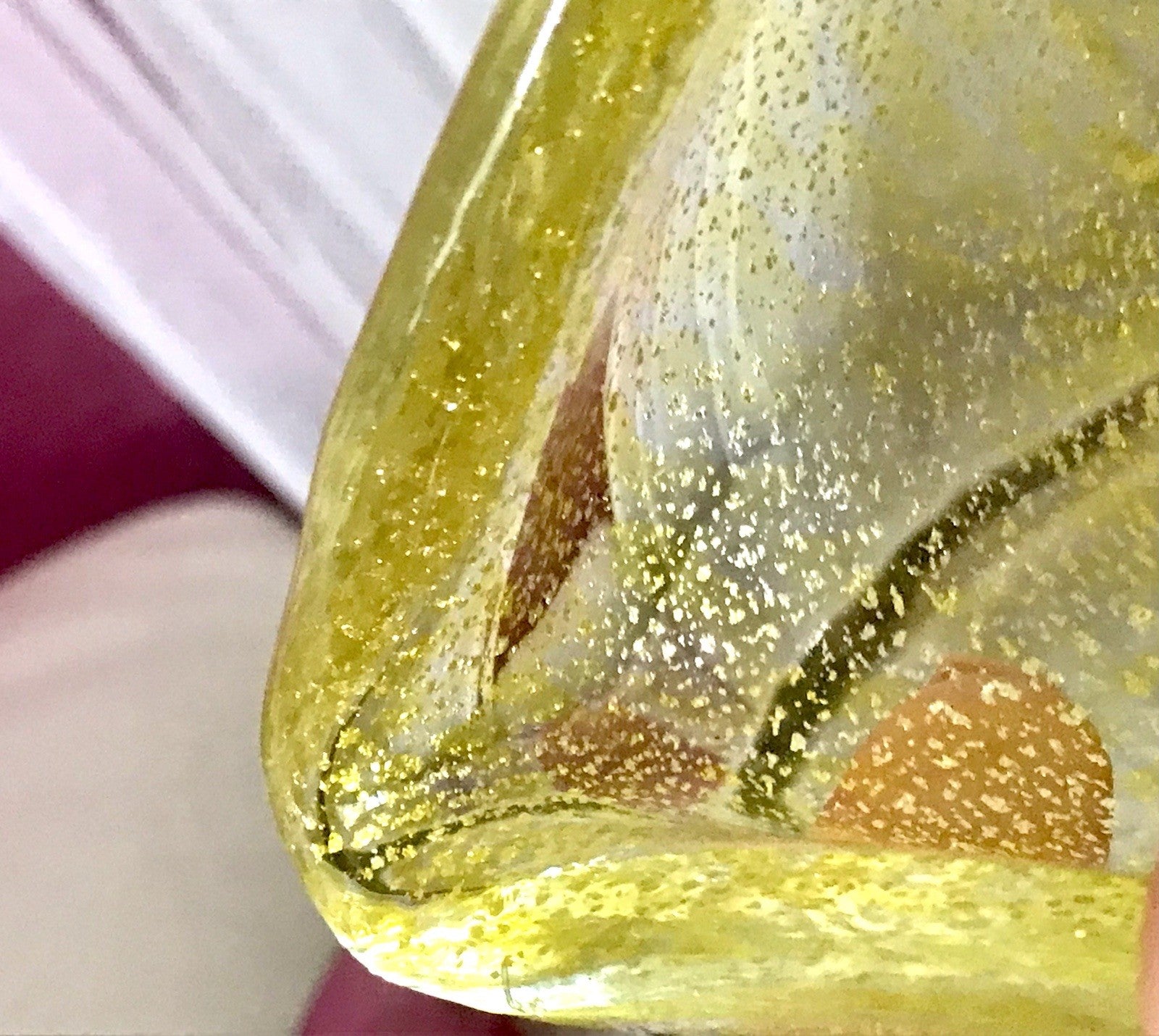 Murano 60er 70er Jahre Aschenbecher Schale Glas gelb So Schön! schillernd