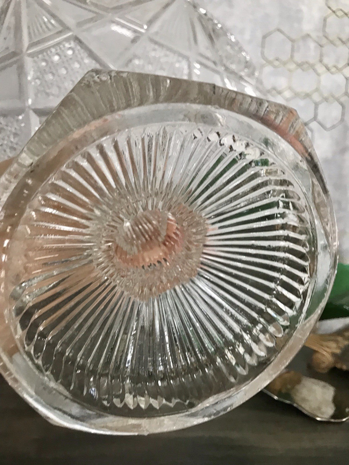 Antik Art Déco Pressglas Glas Schale Fußschale Tafelaufsatz Brockwitz Imperial