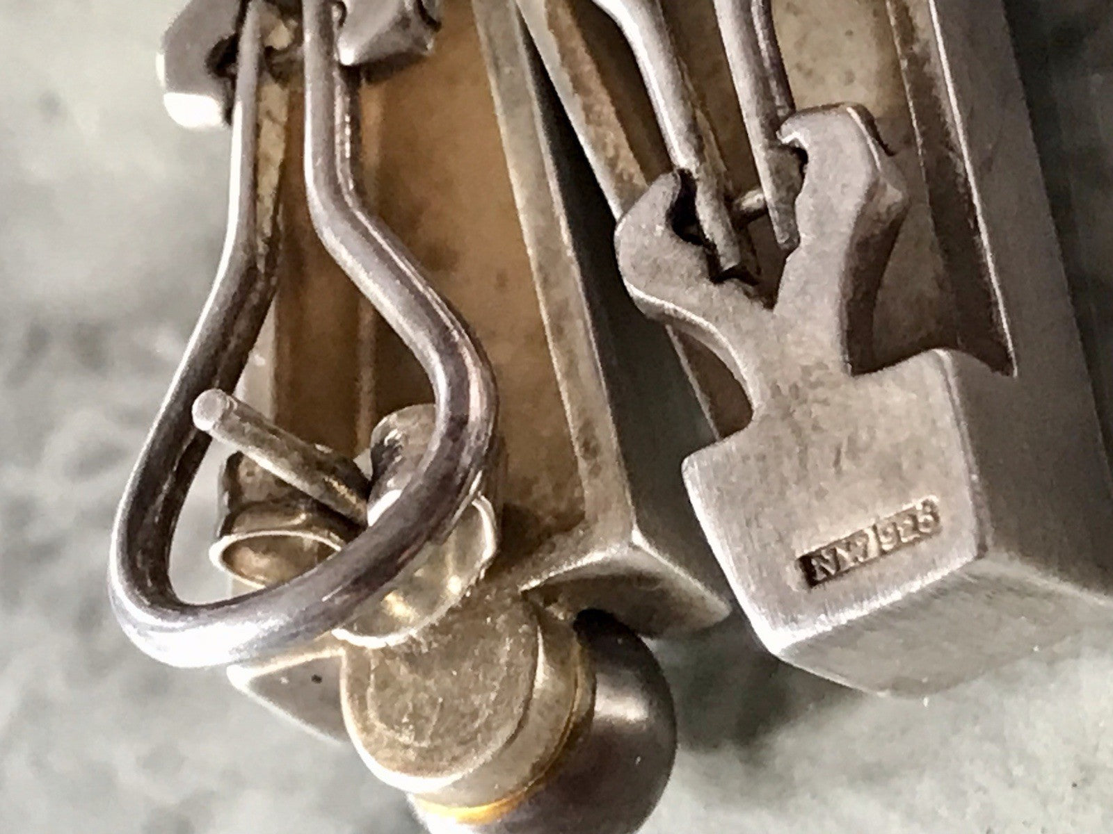 Damen Set Designer Schmuck Anhänger Ohrringe Silber 925 NW modernistisch Perle