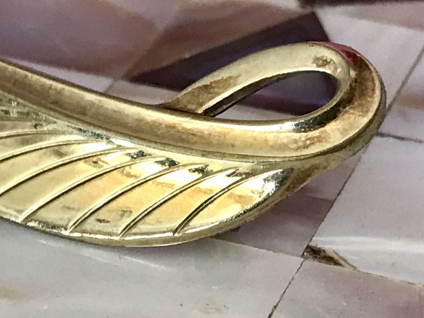 Antik? Vintage Edel Brosche Amerik. Doublè vergoldet Brosche Perle