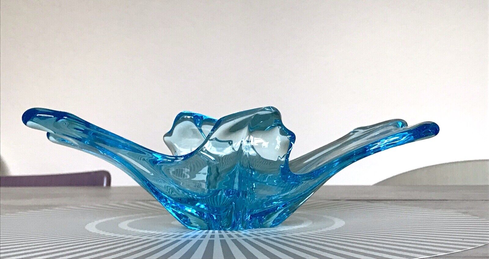 Murano 60er 70er Jahre Schale Glas Schön zipfelig türkis blau