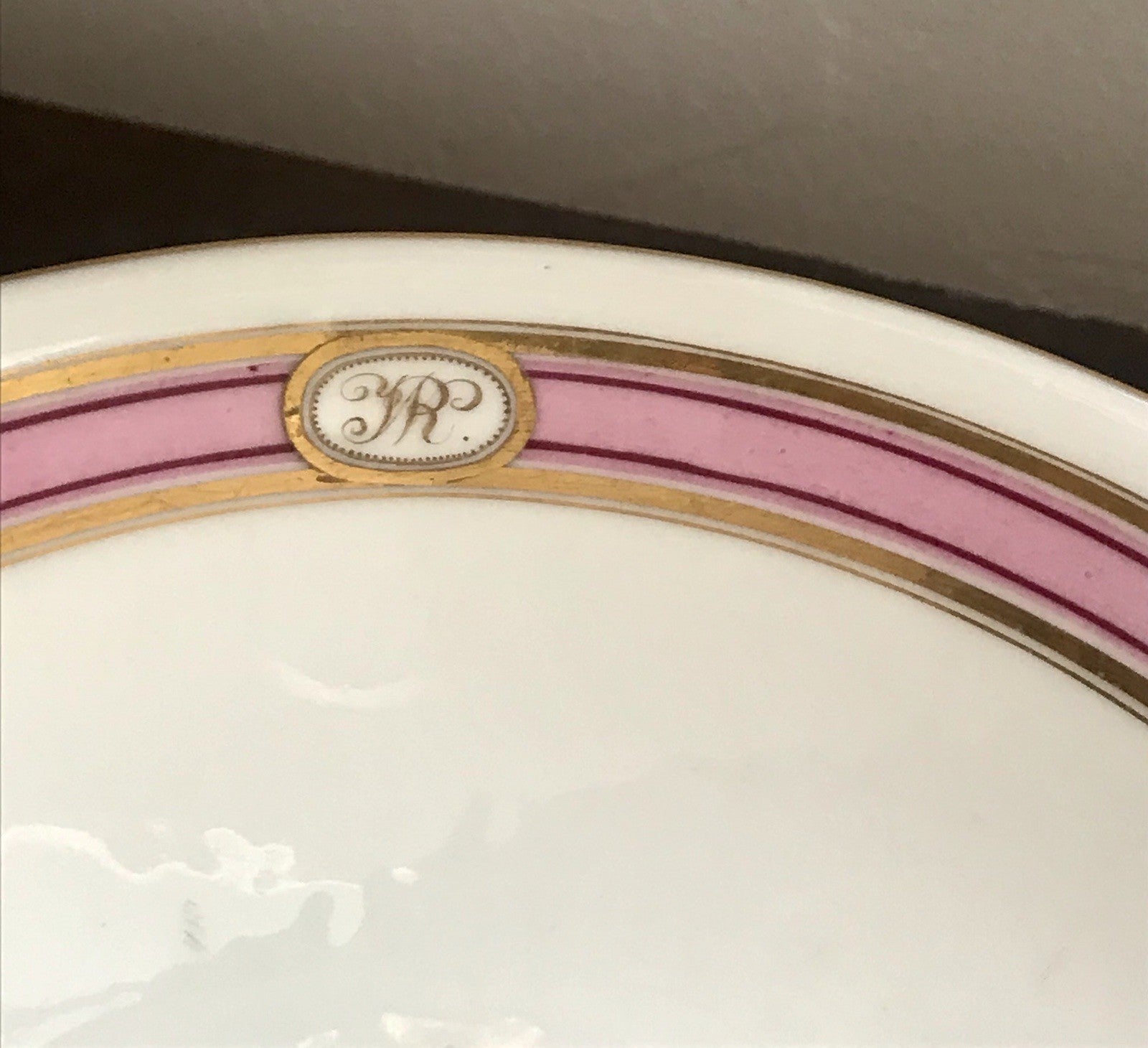 Antik Biedermeier Porzellan Fußschale Schale auf Fuß  ~1845 Ligatur Monogramm JR