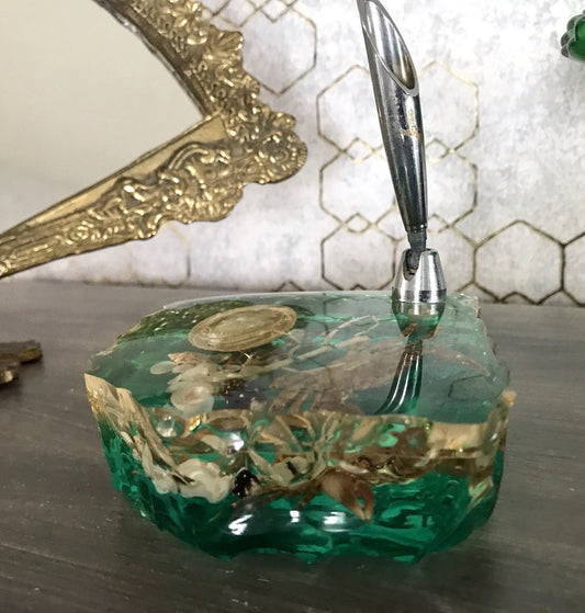 Vintage Mid Century String-Ära 60er Stifthalter Acryl Unterwasserwelt